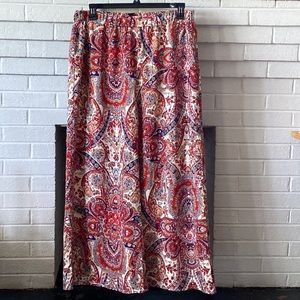 Paisley Print Wide-Leg Pants SHEIN Curve